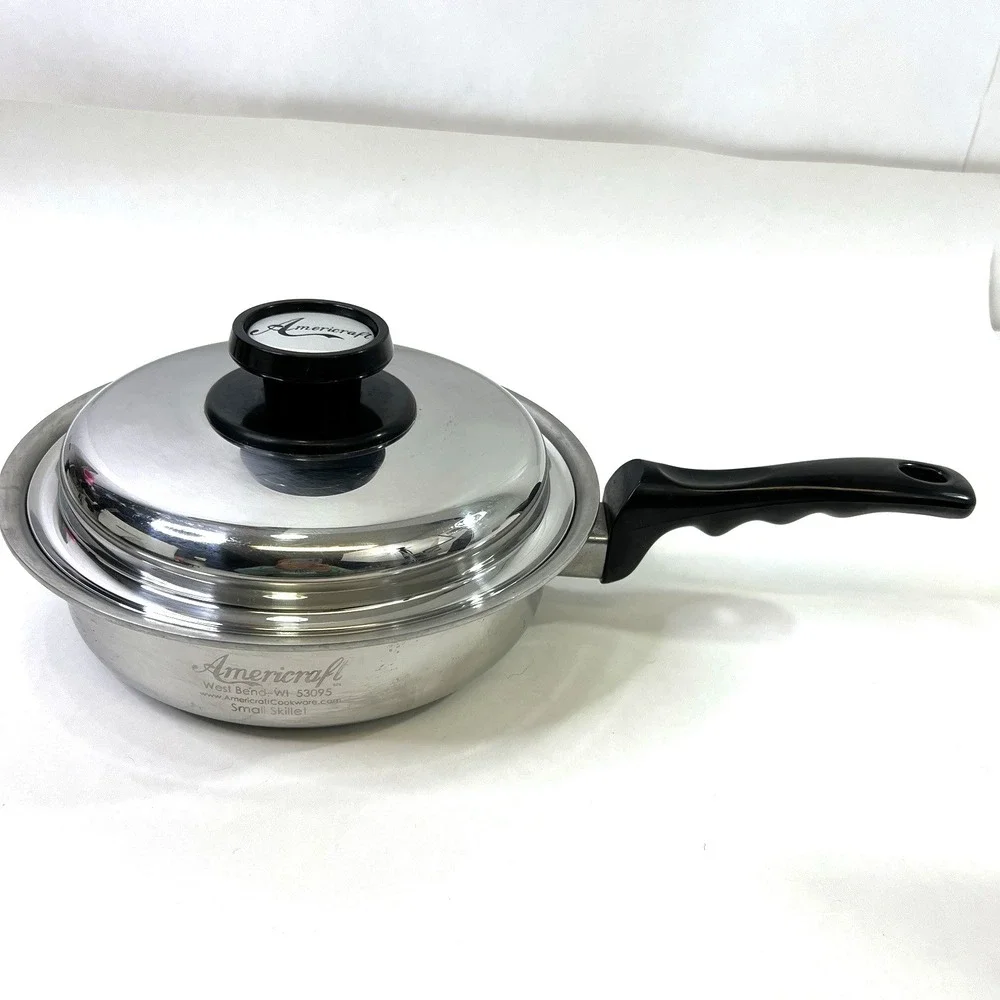 Americraft Small‎ Skillet With Lid Waterless Stainless Steel West Bend WI USA